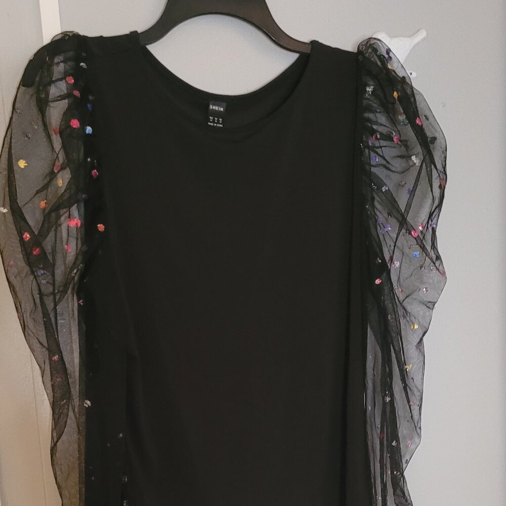 Sheer long sleeve with confetti top